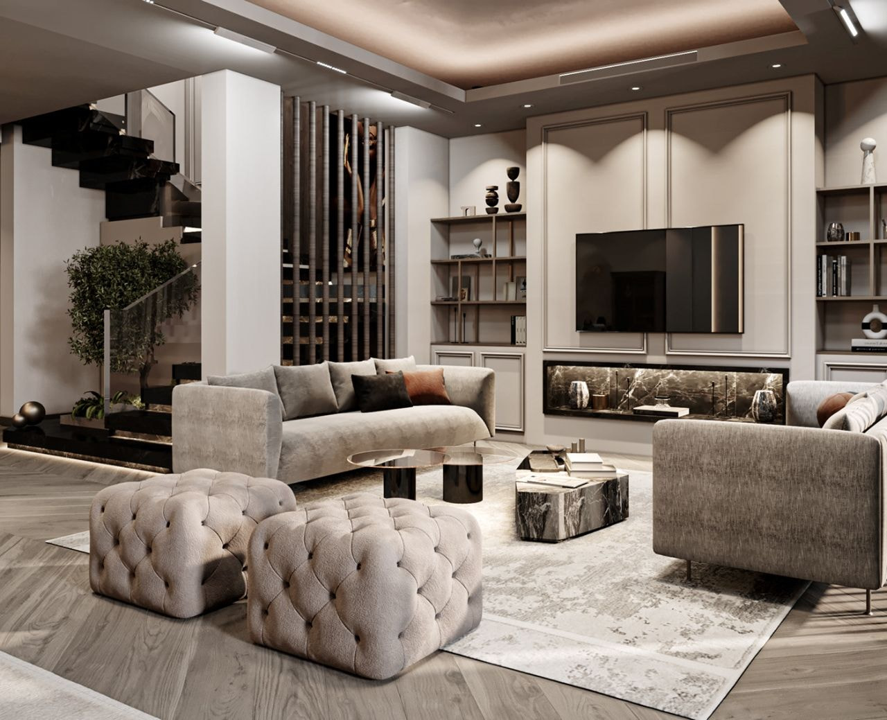 Vách ngăn cầu thang cho biệt thự cao cấp