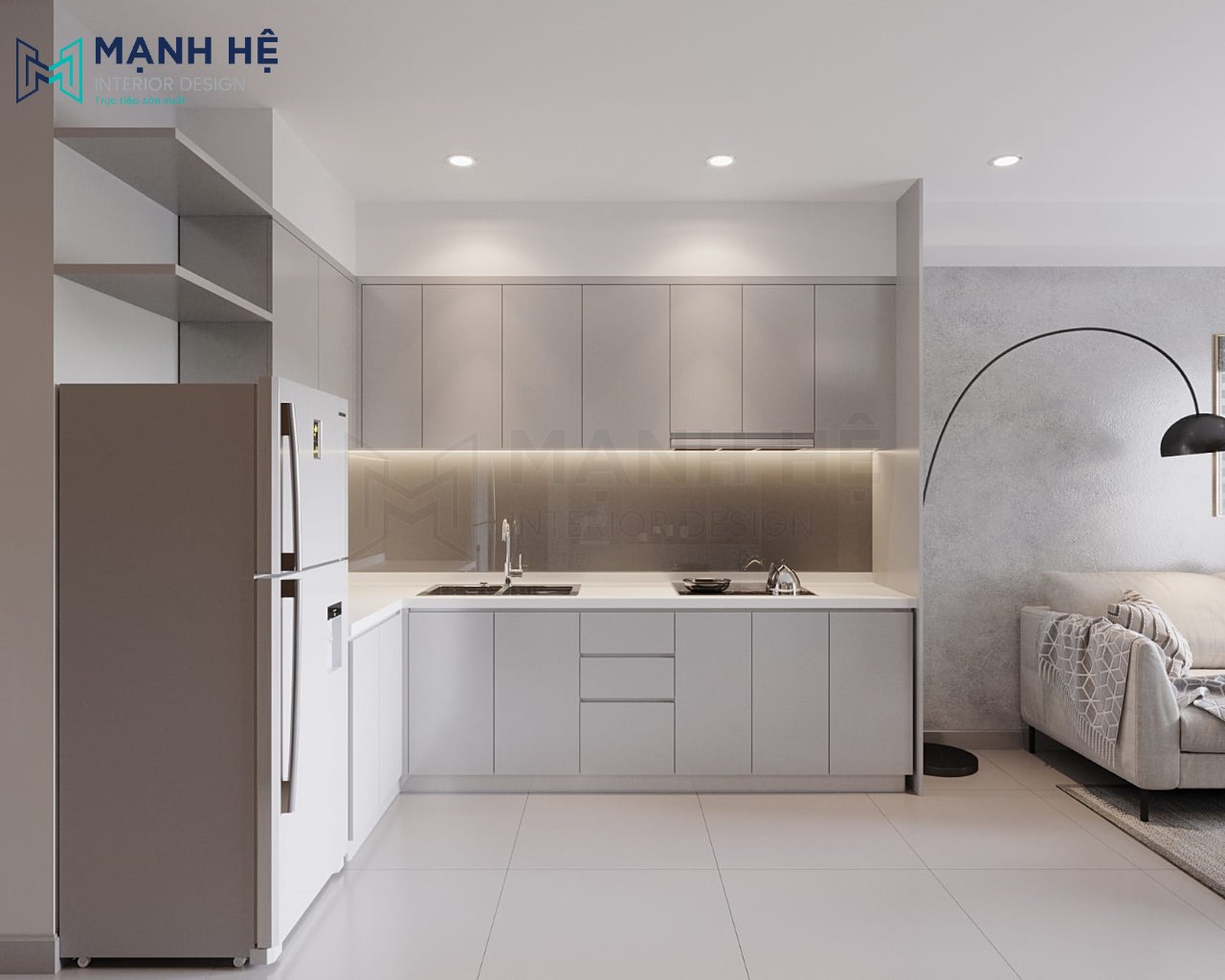 tủ bếp gỗ công nghiệp melamine