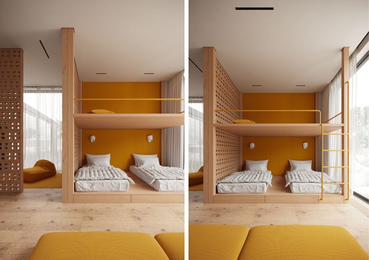 Sơn tường phòng ngủ màu cam đất cho bé
