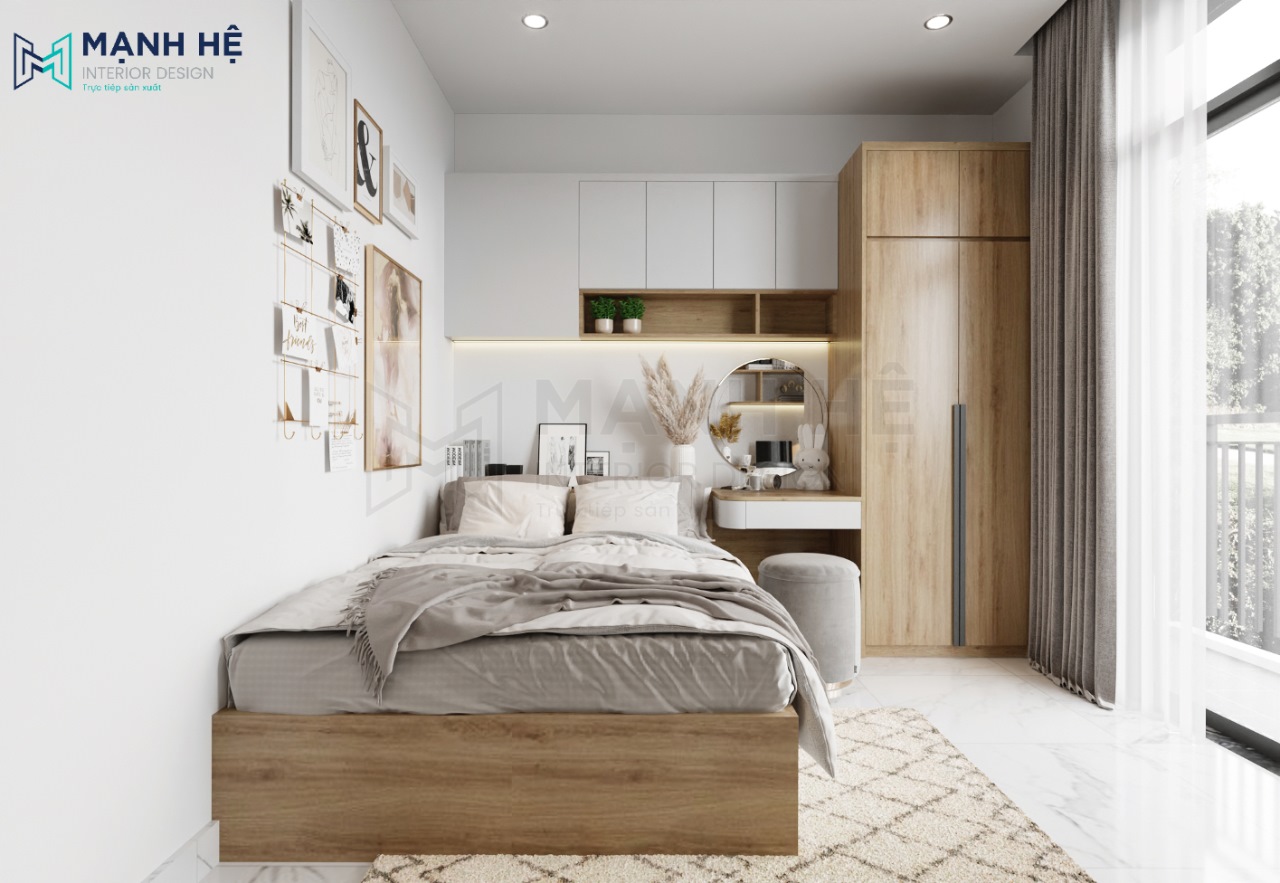 Thiết kế nội thất phòng ngủ nhỏ đẹp với đầy đủ các món đồ nội thất cơ bản
