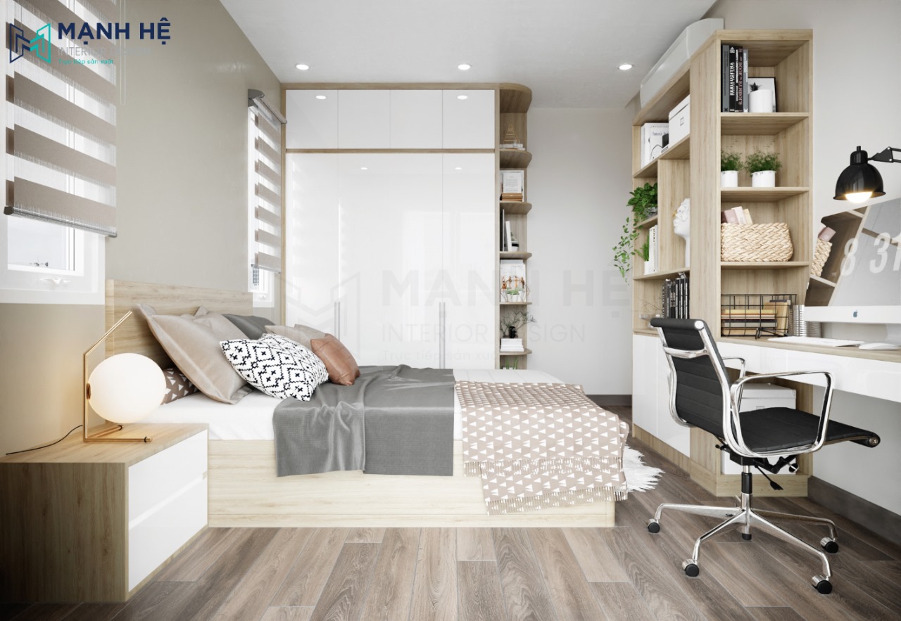 Phòng ngủ nhỏ với cách bố trí nội thất cân đối đảm bảo công năng nhất 