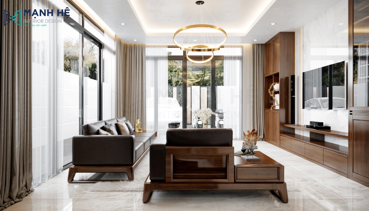 Không gian phòng khách với lối thiết kế mở giúp đón trọn vẹn ánh sáng tự nhiên