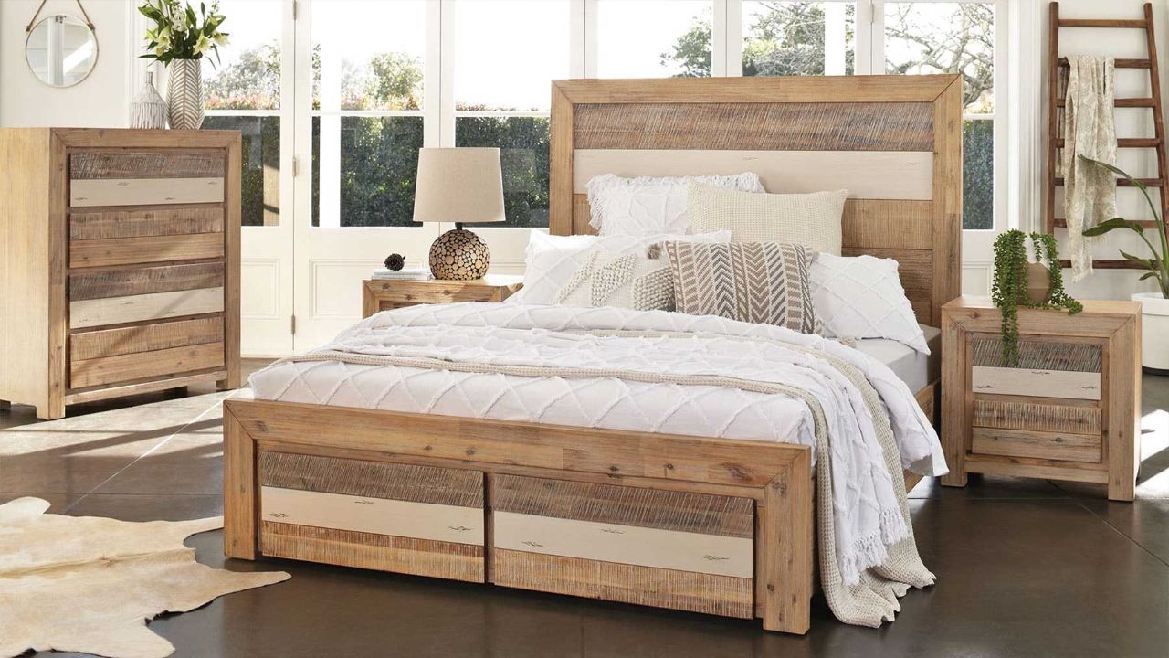 Phòng ngủ gỗ sồi tự nhiên theo phong cách mộc mạc