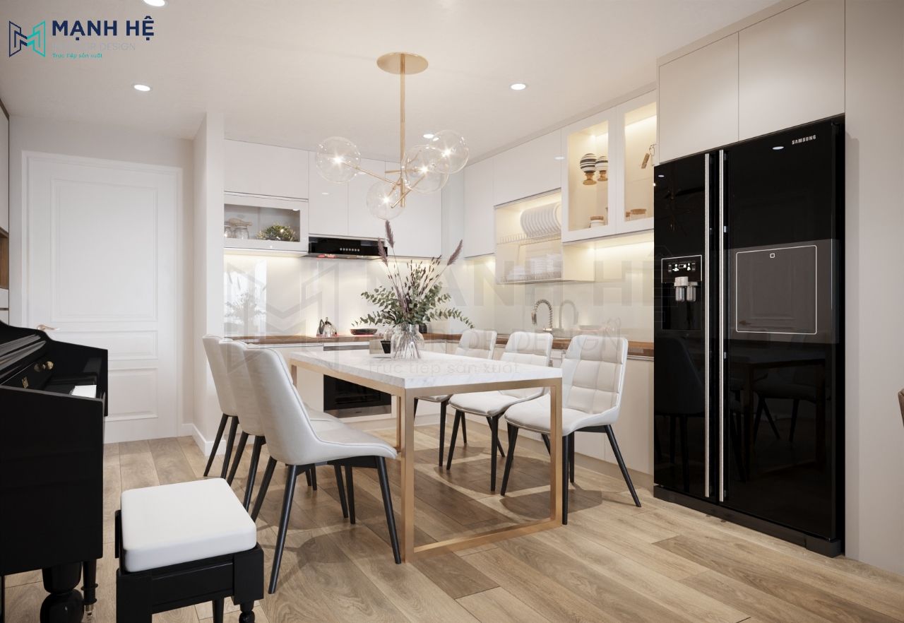 Phòng khách liền bếp tiện nghi giúp tối ưu diện tích cho căn nhà