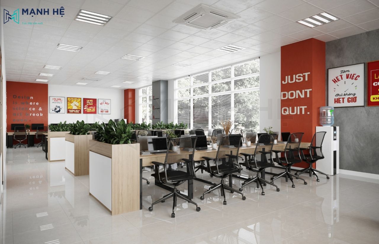 Slogan và nhấn tường giúp không gian làm việc thêm thu hút