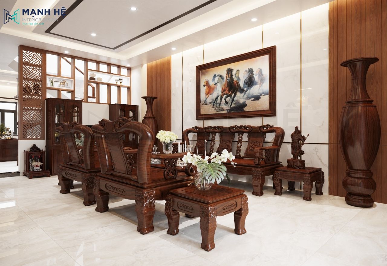 Sử dụng tranh gỗ chủ đề "Mã Đáo Thành Công" cho phòng khách