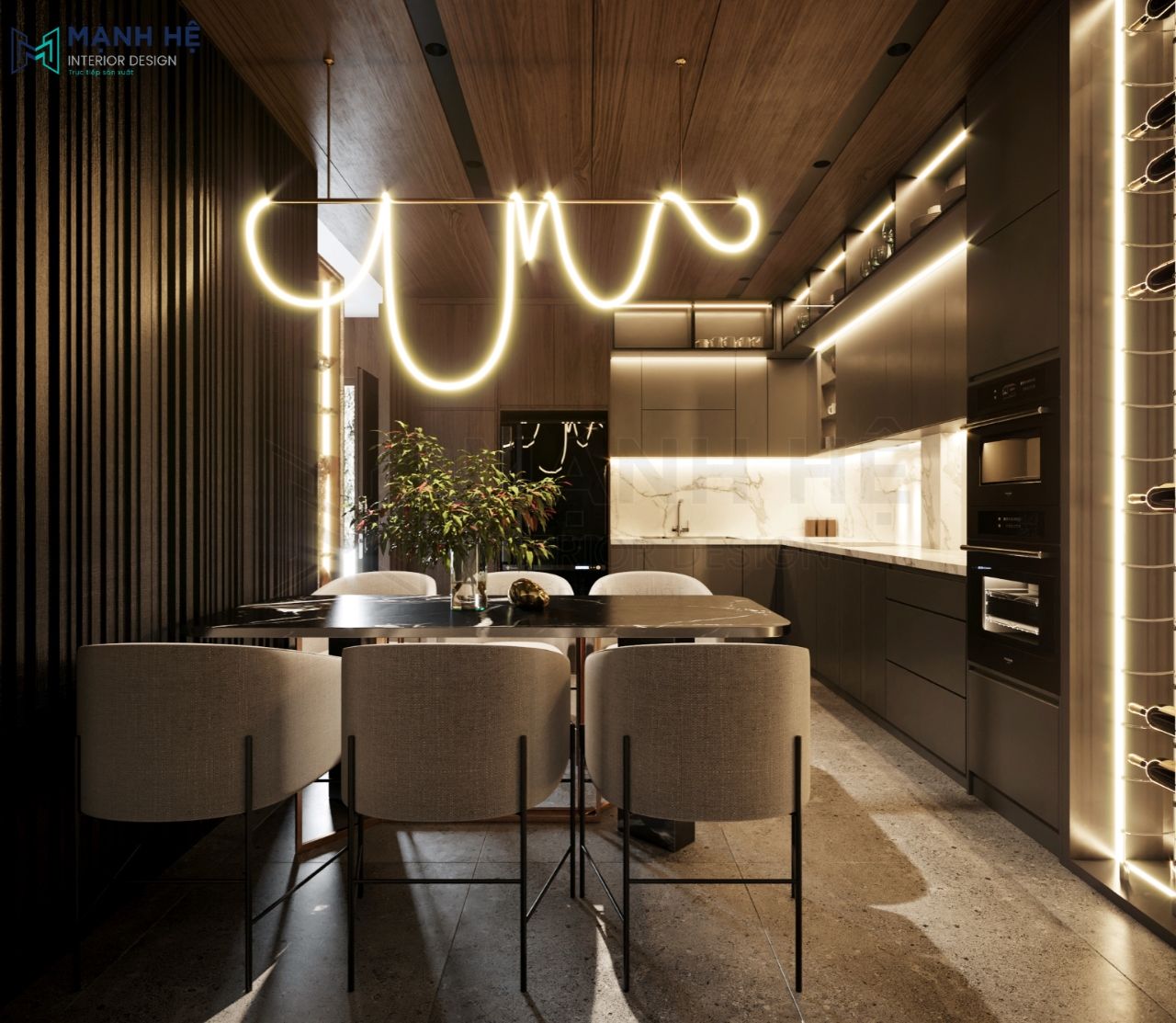 Không gian phòng bếp sang trọng