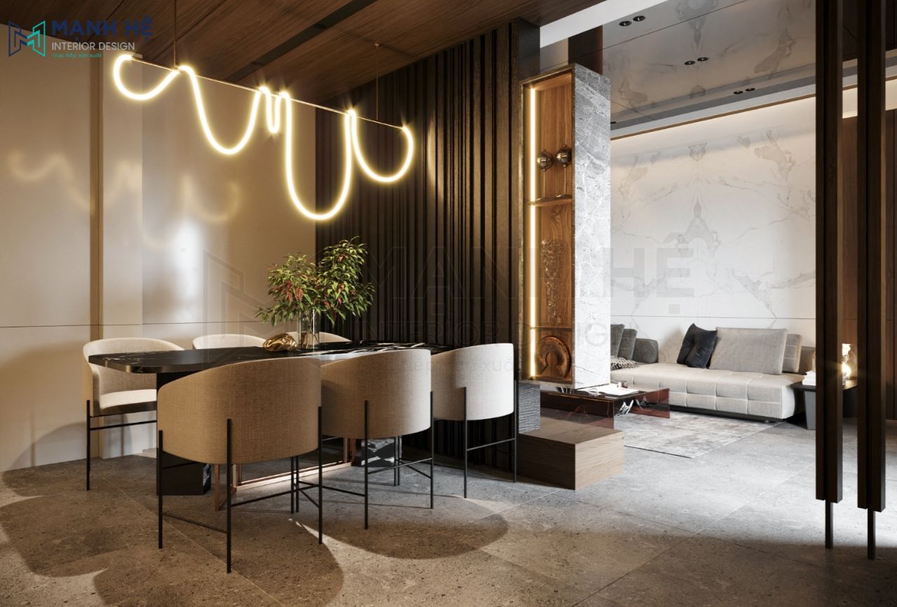 Tổng thể không gian phòng bếp thoáng đãng