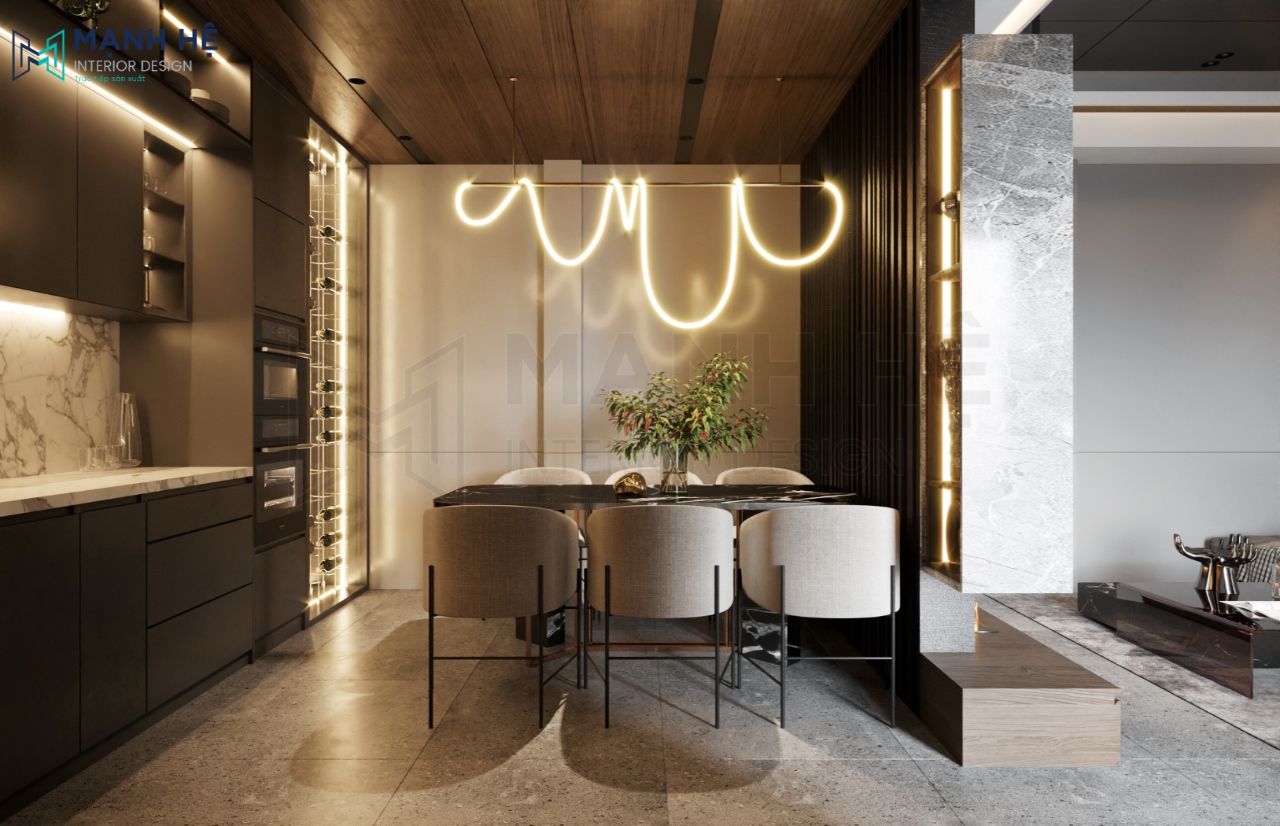 Bộ bàn ăn 6 ghế bọc da đơn giản