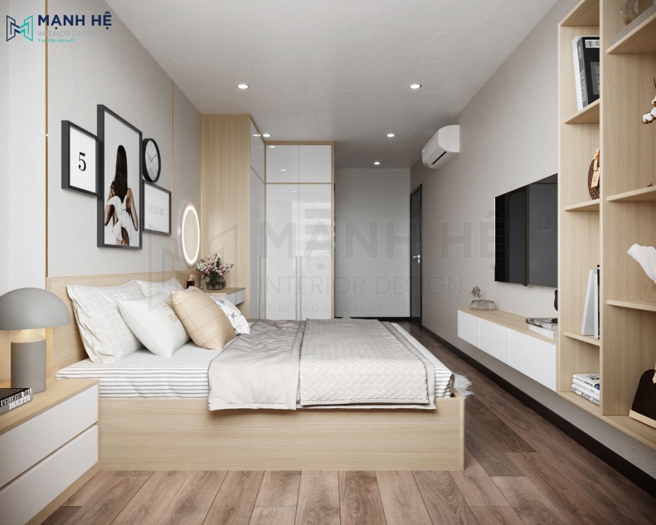 Nội thất phòng ngủ bố trí hợp lí, tối ưu không gian diện tích