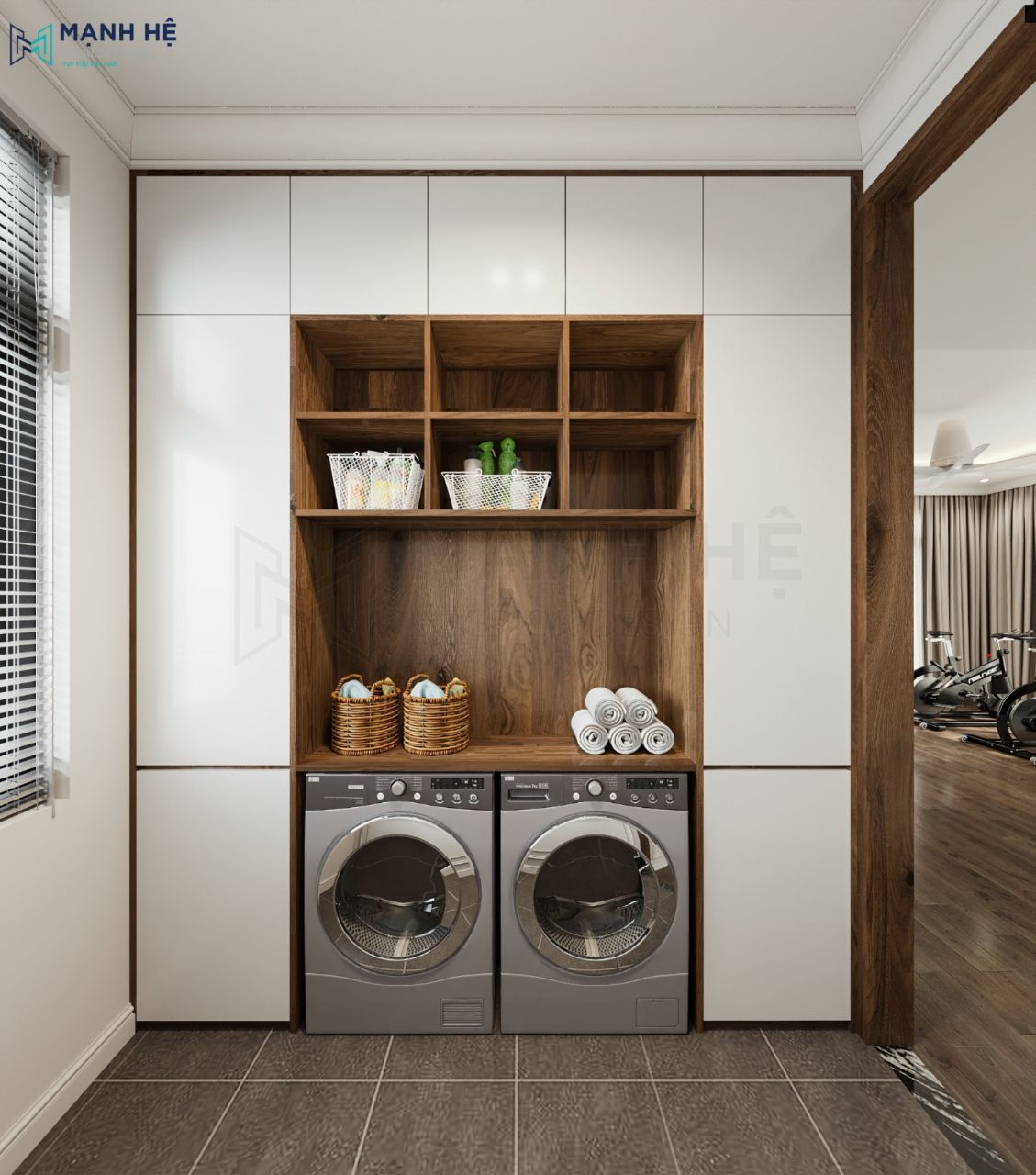 Thiết kế tủ đựng đồ phòng giặt tiện lợi, tiết kiệm diện tích không gian cho gia chủ