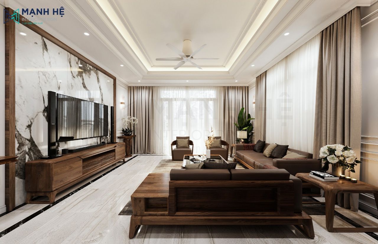 Bộ bàn trà và ghế sofa bằng gỗ Óc Chó cao cấp