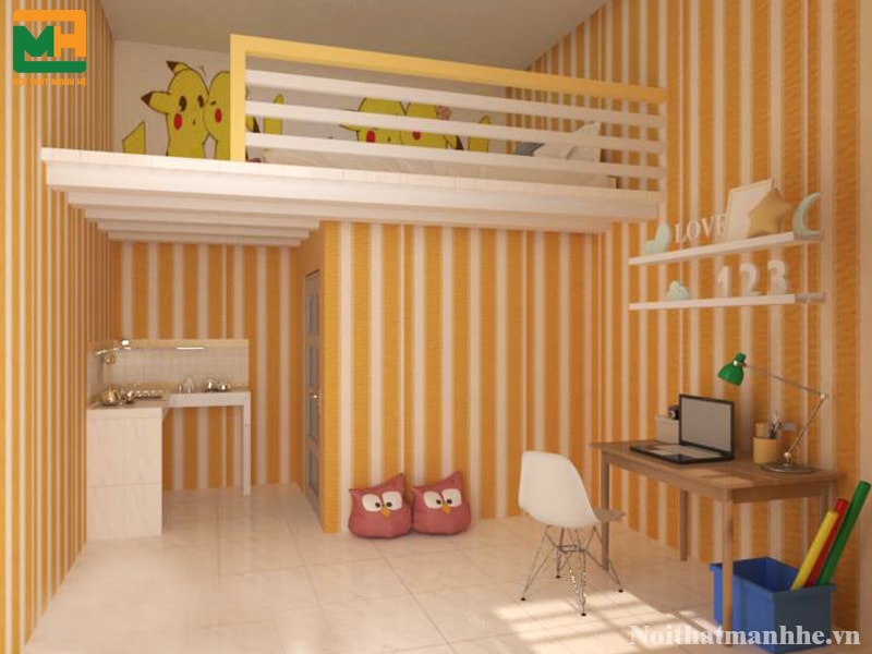 Mẫu trang trí phòng trọ pikachu