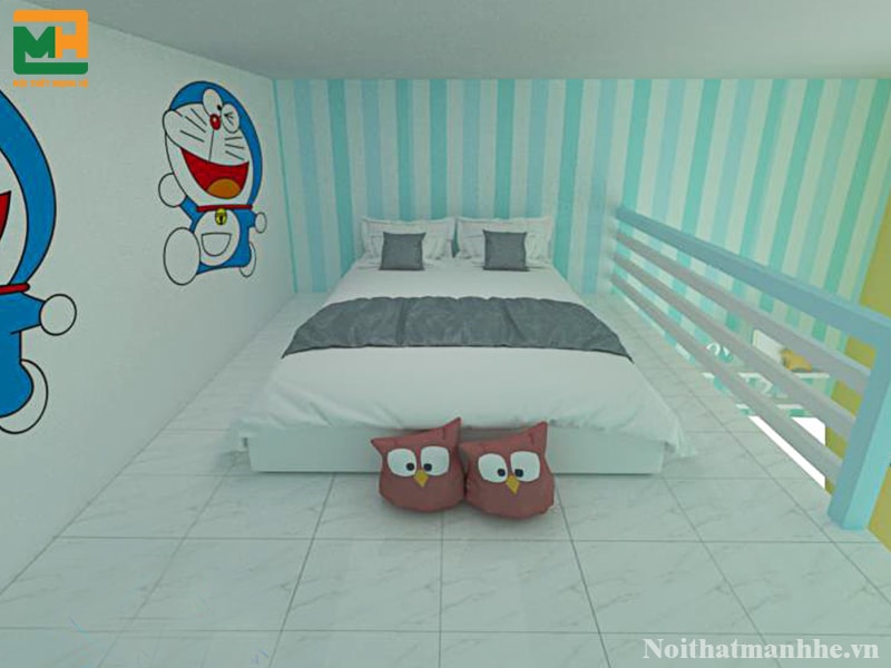 Mẫu phòng trọ màu xanh dương