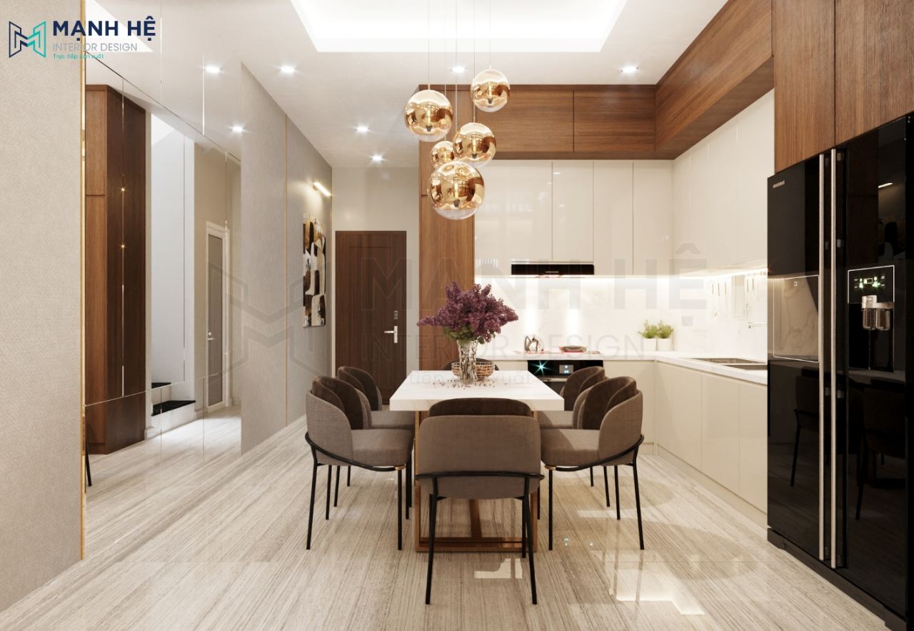 Phòng bếp sang trọng bên trong nhà cấp 4