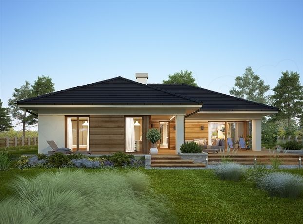 Bản vẽ thiết kế nhà cấp 4 mái thái 3 phòng ngủ hiện đại có sân vườn