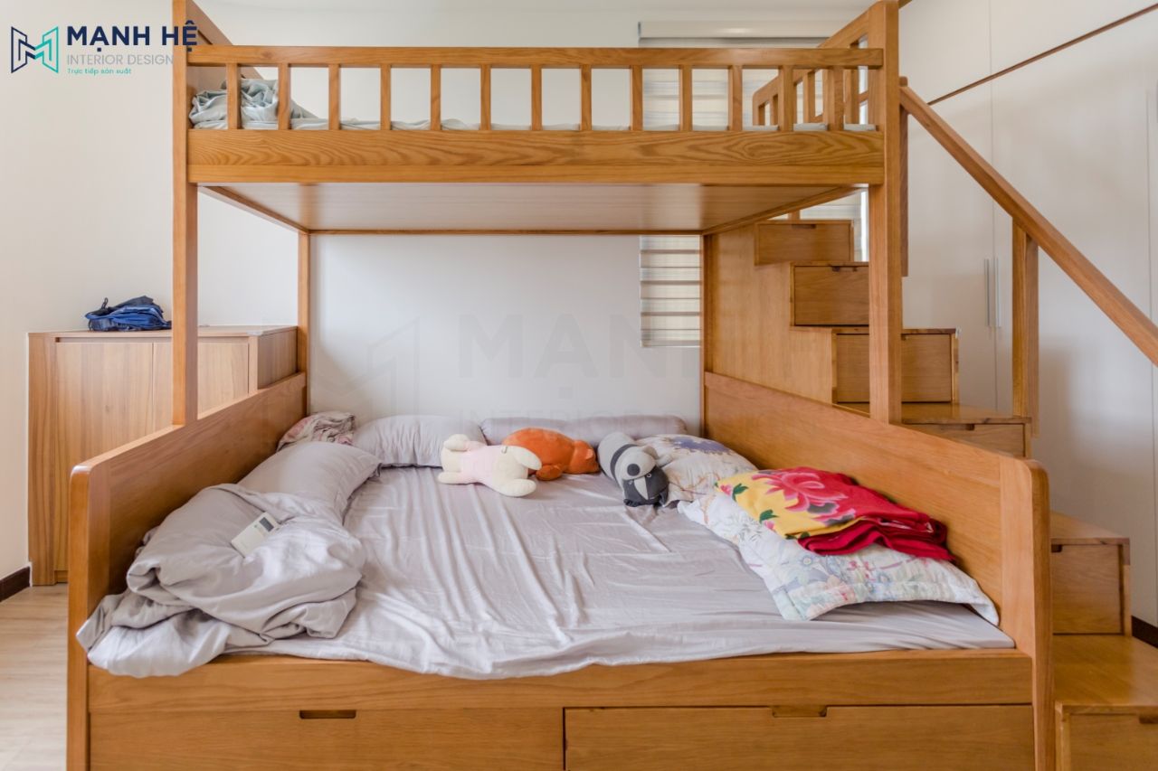 Hình ảnh giường tầng từ chất liệu gỗ Mộc Phát được Mạnh Hệ thi công