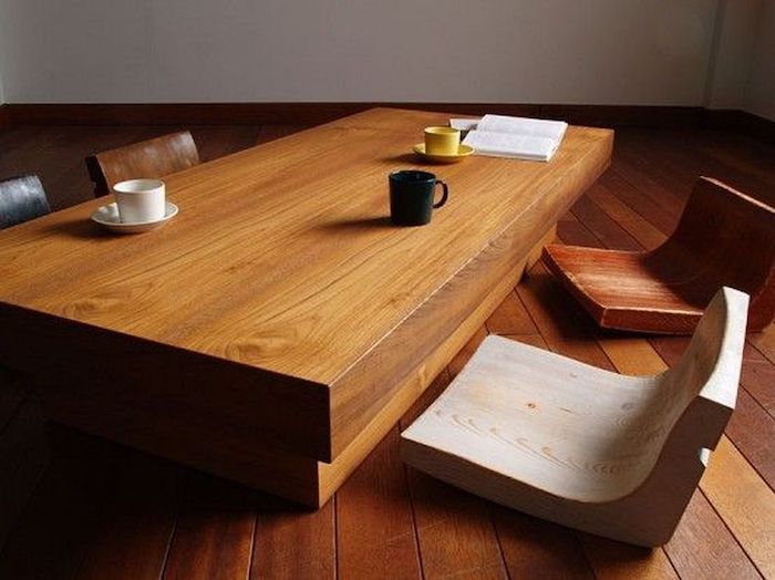 Bàn trà đạo kiểu nhật gỗ xoan đạo tinh tế có ghế tựa tạo cảm giác thoải mái cho người thưởng trà