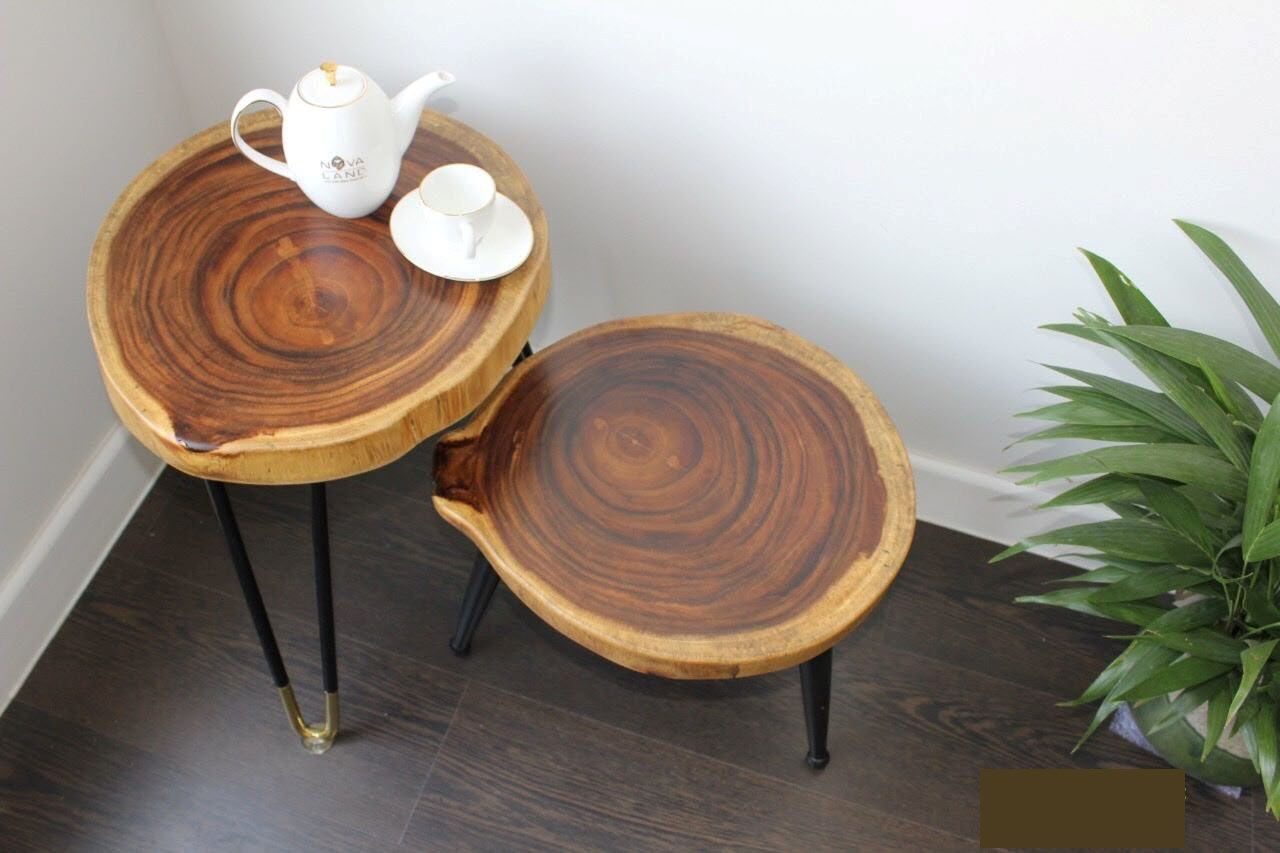 Mẫu 6: Mẫu bàn trà gỗ tròn thiết kế nguyên khối đẹp