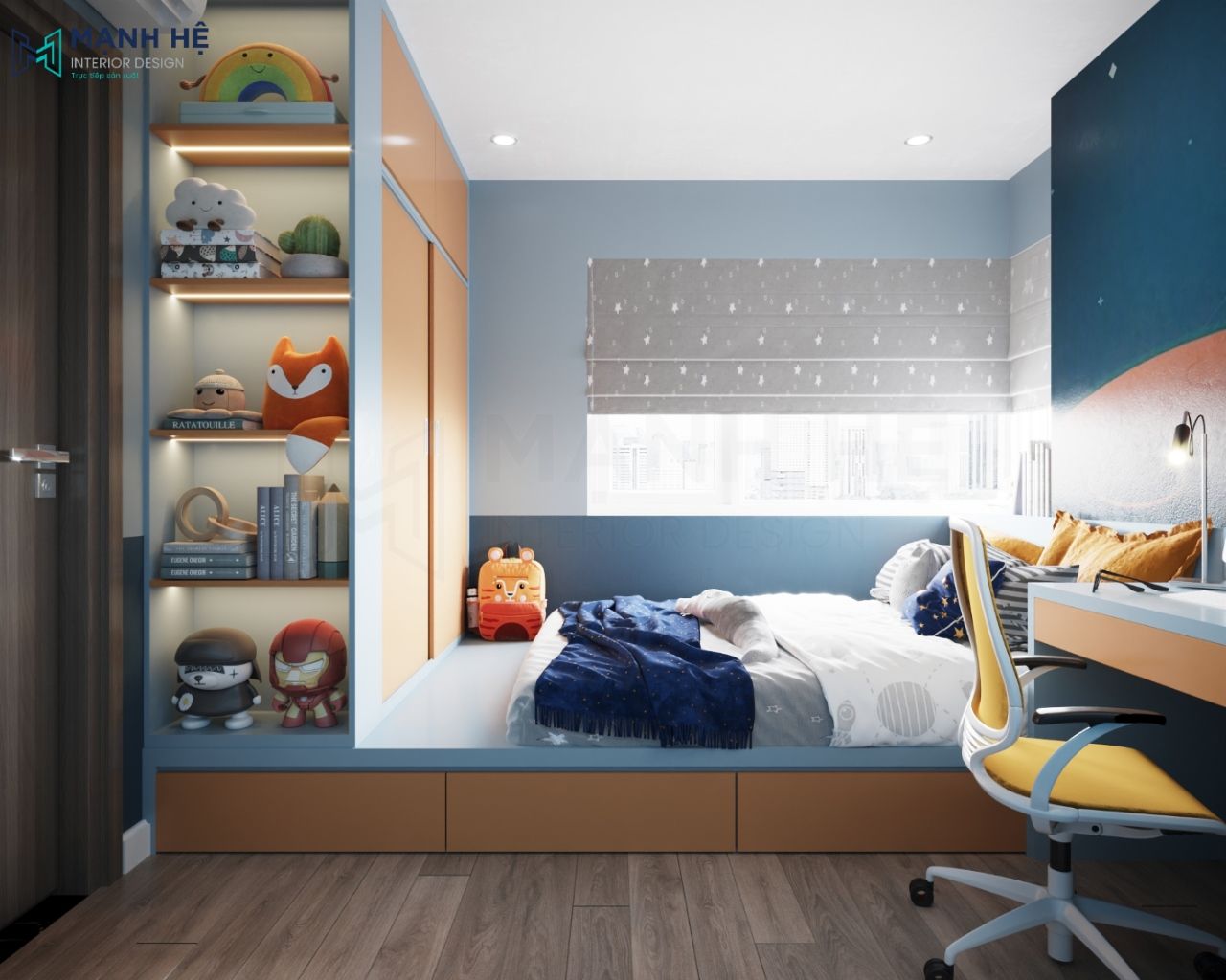 Thiết kế nội thất phòng ngủ bé phù hợp với lựa và sở thích bằng các họa tiết năng động