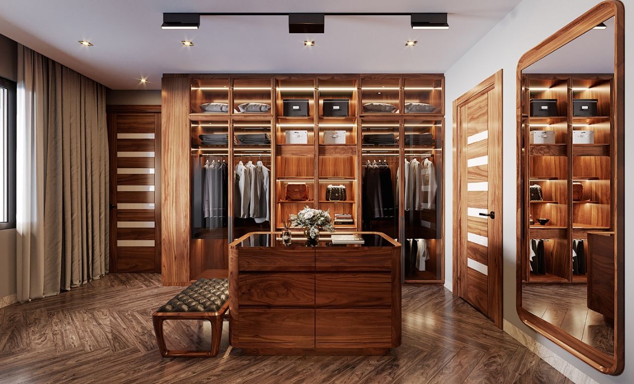 Tủ quần áo bằng gỗ thật sang trọng, nâng tầm không gian phòng ngủ