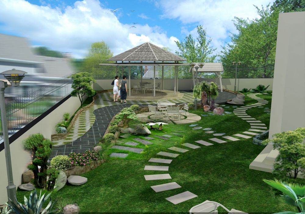Thiết kế không gian sân vườn hình xoắn ốc tăng tính thẩm mỹ