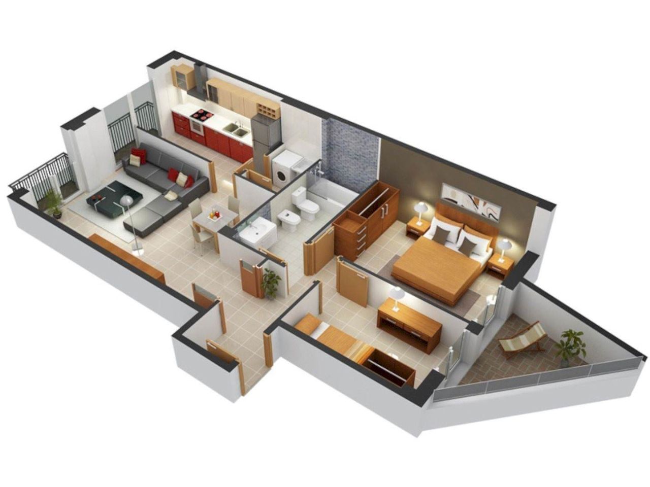 Mẫu thiết kế căn hộ 40m2 2 phòng ngủ hiện đại phá bỏ giới hạn diện tích