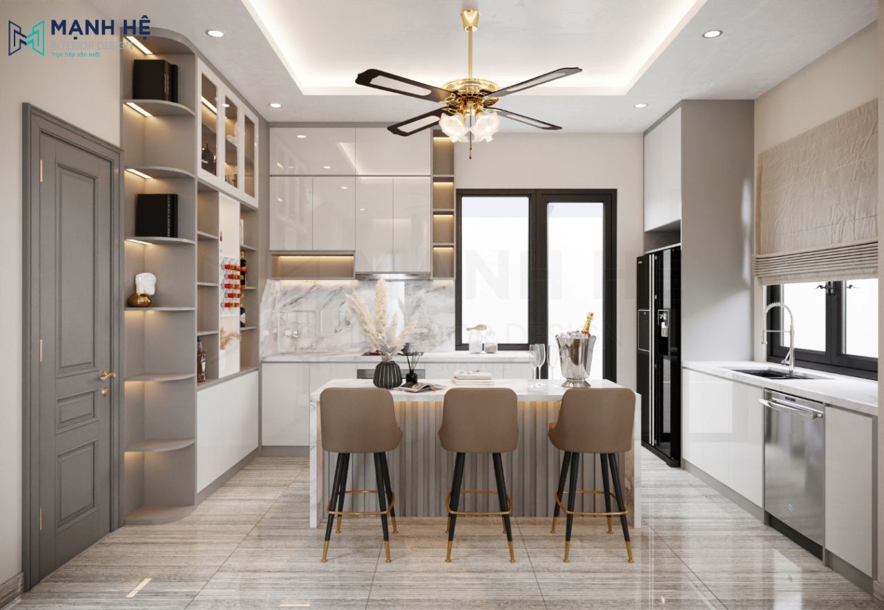 Bố trí tủ bếp chữ L, tối ưu chỗ đứng cho các mẹ nội trợ