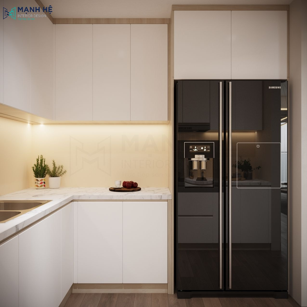 Tận dụng không gian trên tủ lạnh làm tủ chứa tối ưu không gian lưu trữ cho gia chủ