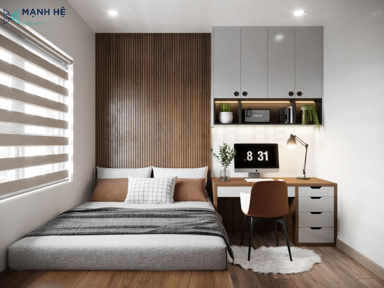 Vách ốp tường đầu giường gỗ công nghiệp phủ melamine tăng độ thẩm mỹ cho cả căn phòng
