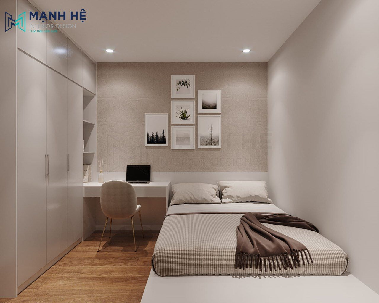 Phong cách thiết kế tối giản cho phòng ngủ căn hộ 66m2