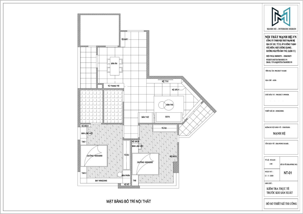 Tại Mạnh Hệ, mặt bằng bố trí nội thất sẽ là bản vẽ đầu tiên để gia chủ định hình về cách bố trí nội thất