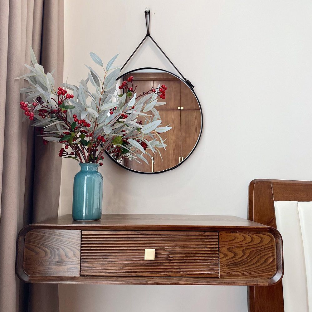 Mẫu 14: Bàn trang điểm gỗ óc chó vân sắc nét kết hợp ngăn hộc đựng mỹ phẩm