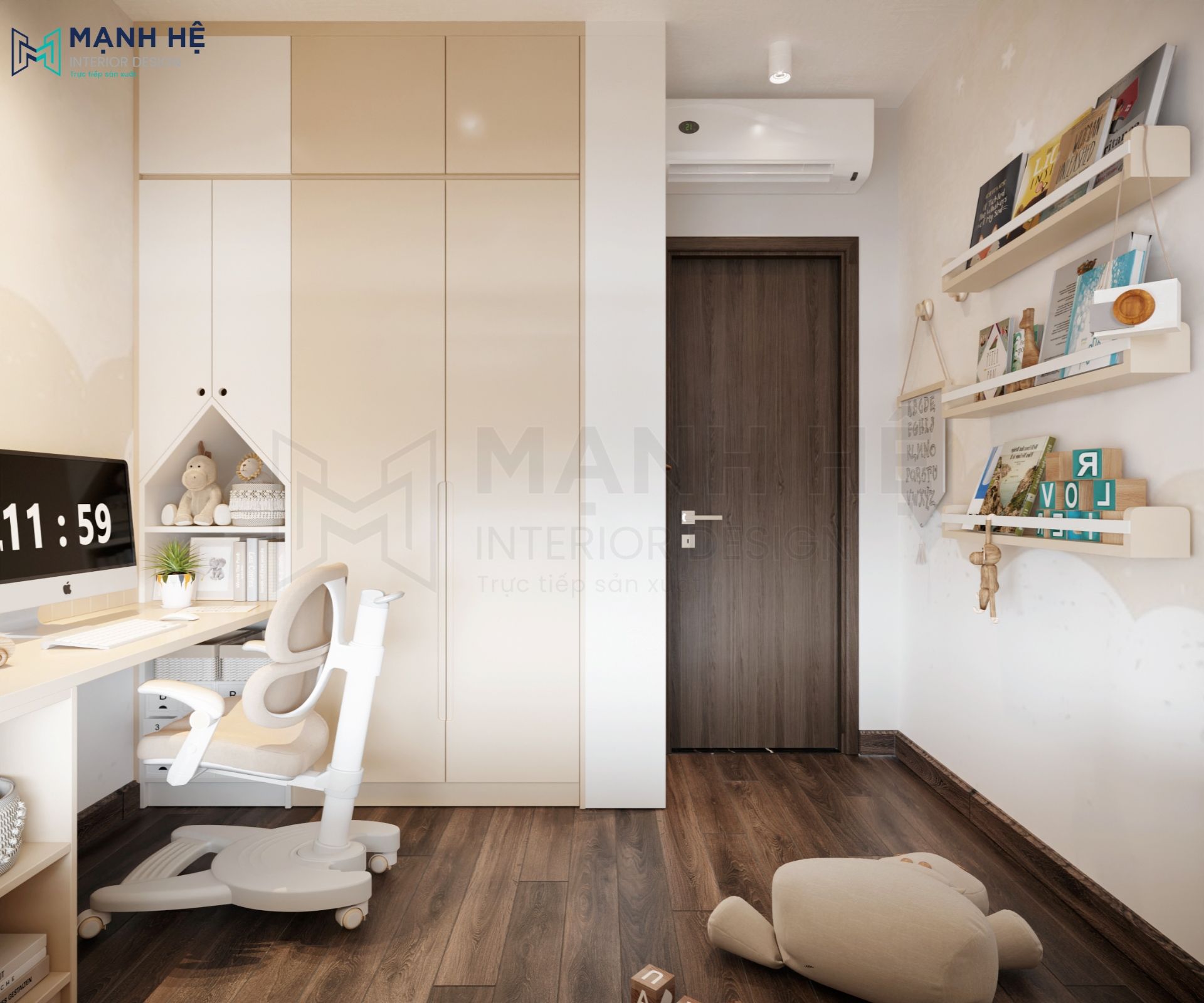 Hệ tủ quần áo cao kịch trần được thiết kế tối ưu tận dụng không gian trống