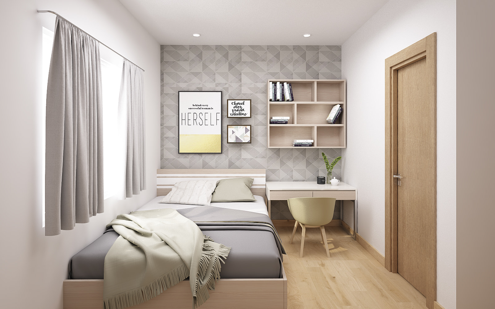 Phong cách thiết kế phòng ngủ dành cho những tín đồ yêu thích sự tối giản và nhẹ nhàng