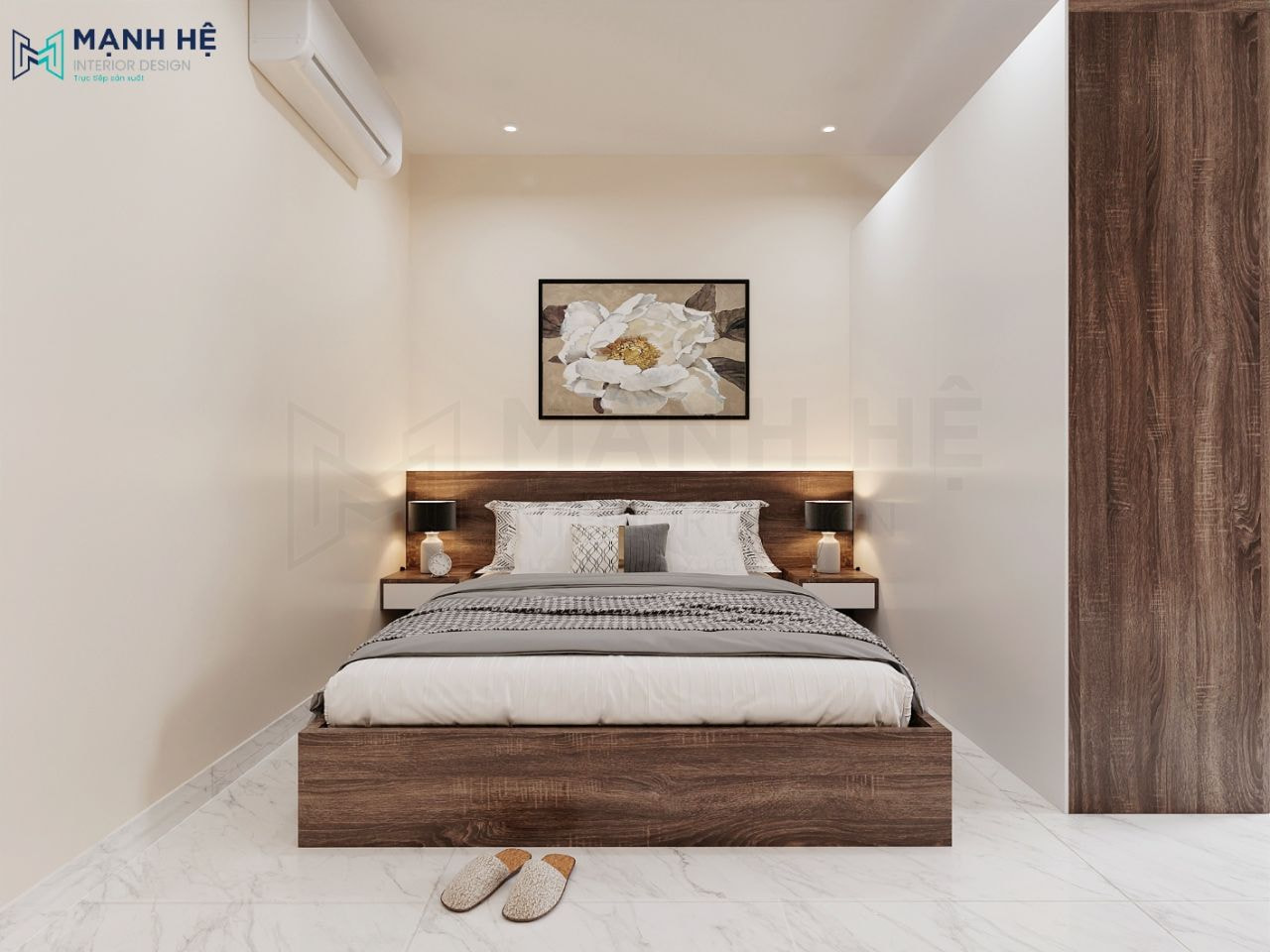 Phòng đa năng có giường ngủ được thiết kế đơn giản những không kém phần tinh tế và sang trọng