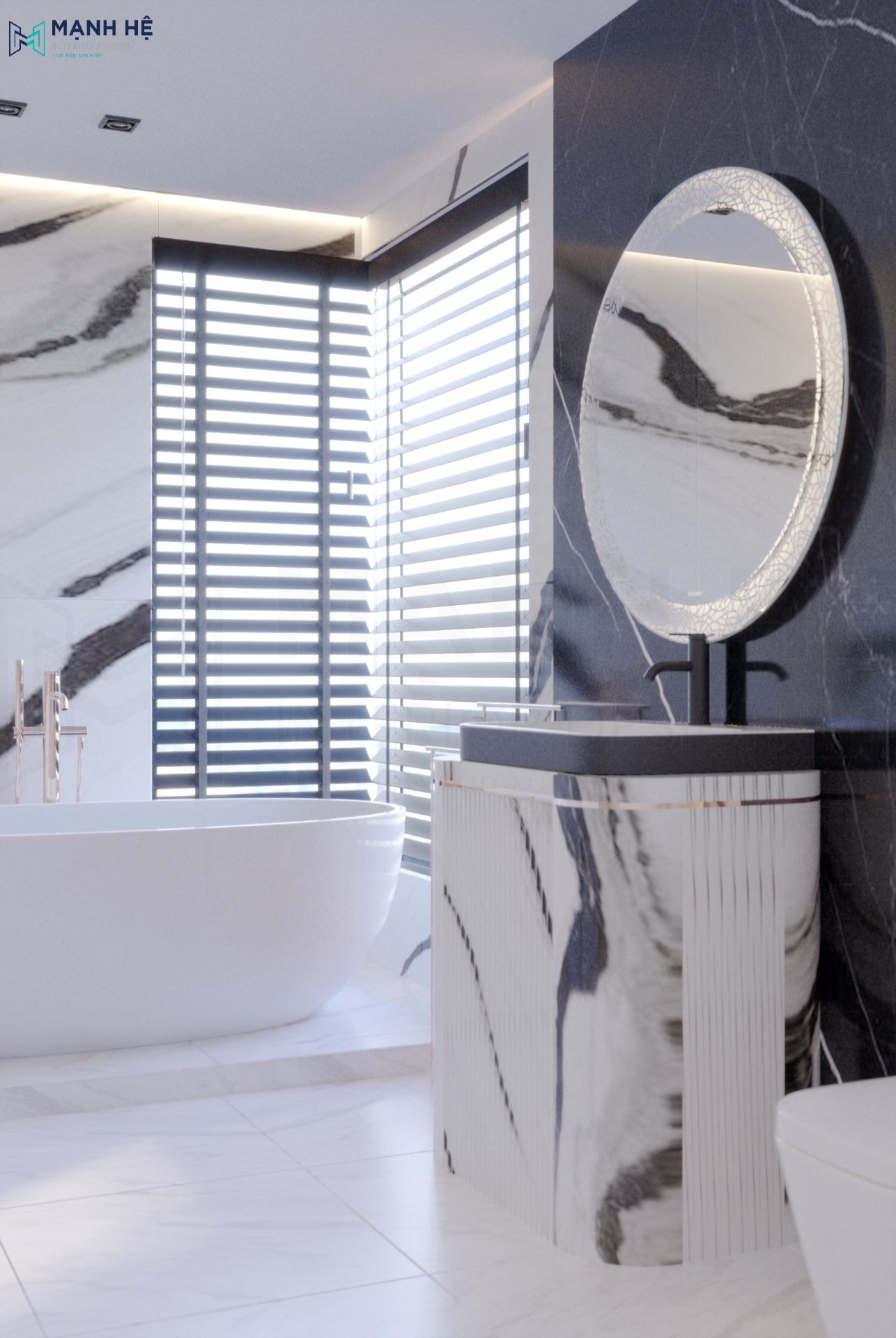 Sử dụng rèm cầu vồng để tăng ánh sáng cho phòng vệ sinh