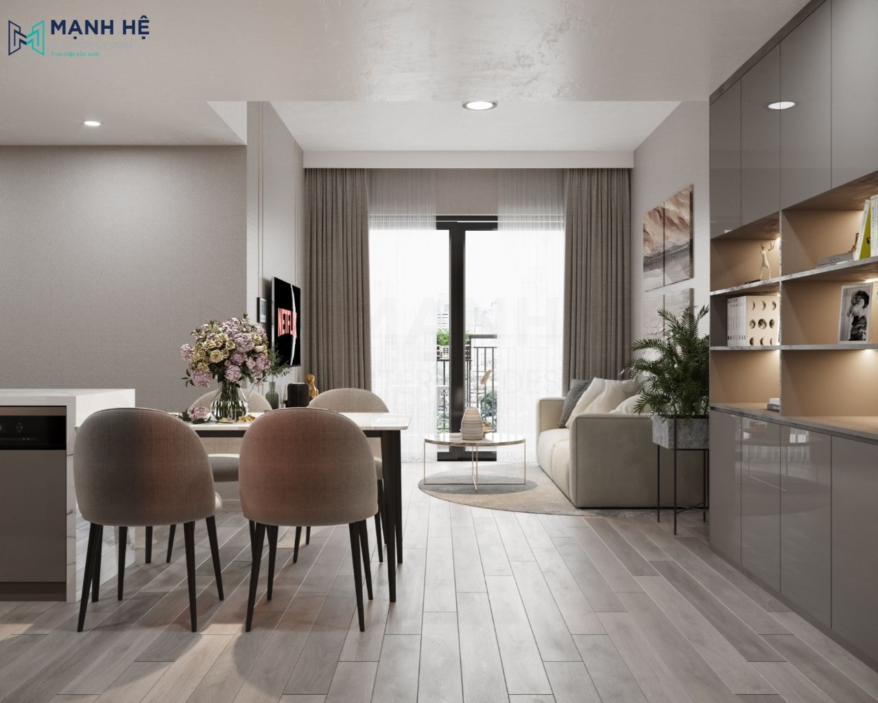 Phòng bếp được thông với phòng khách