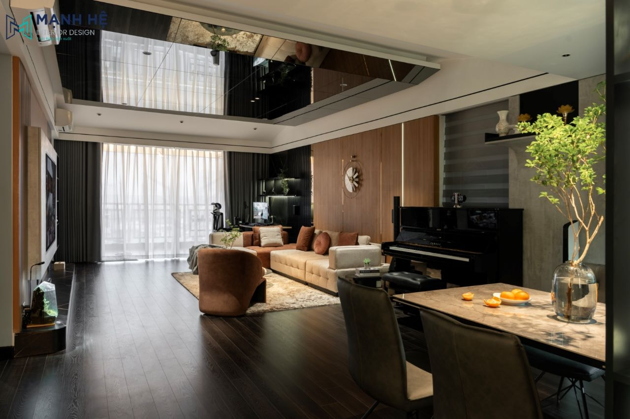 Bố trí phòng khách nối liền phòng bếp và phòng ăn