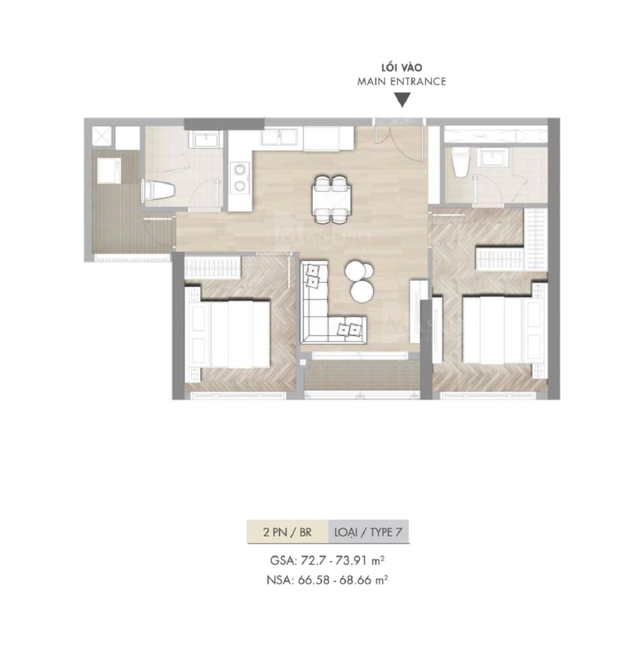 Mặt bằng căn hộ Masteri Centre Point - TYPE 7