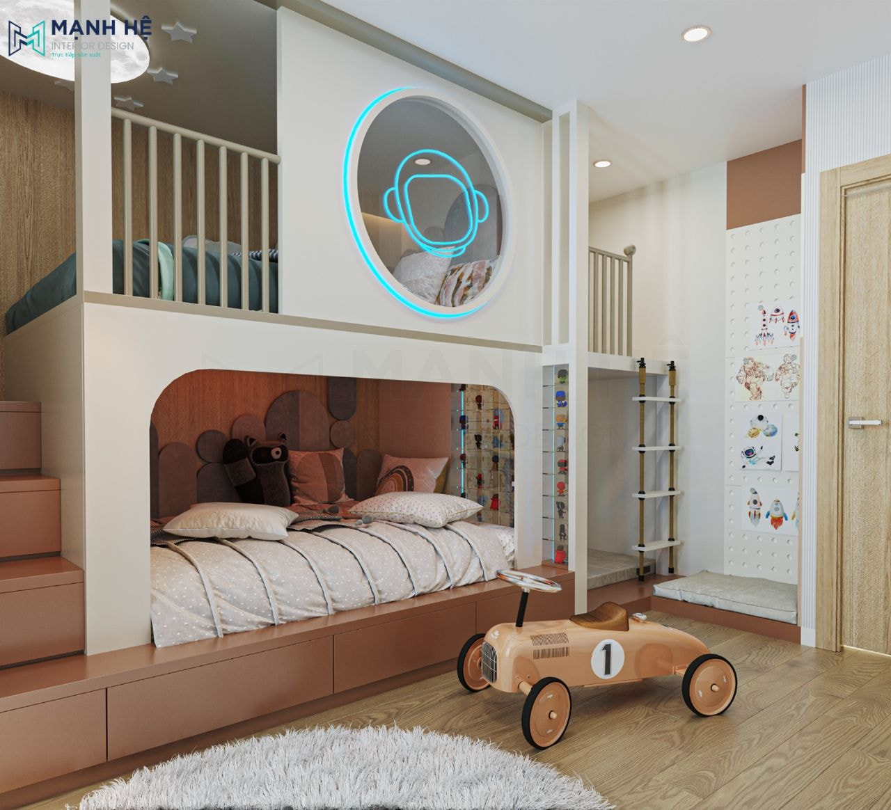 Thiết kế nan chắn an toàn co giường ngủ của bé