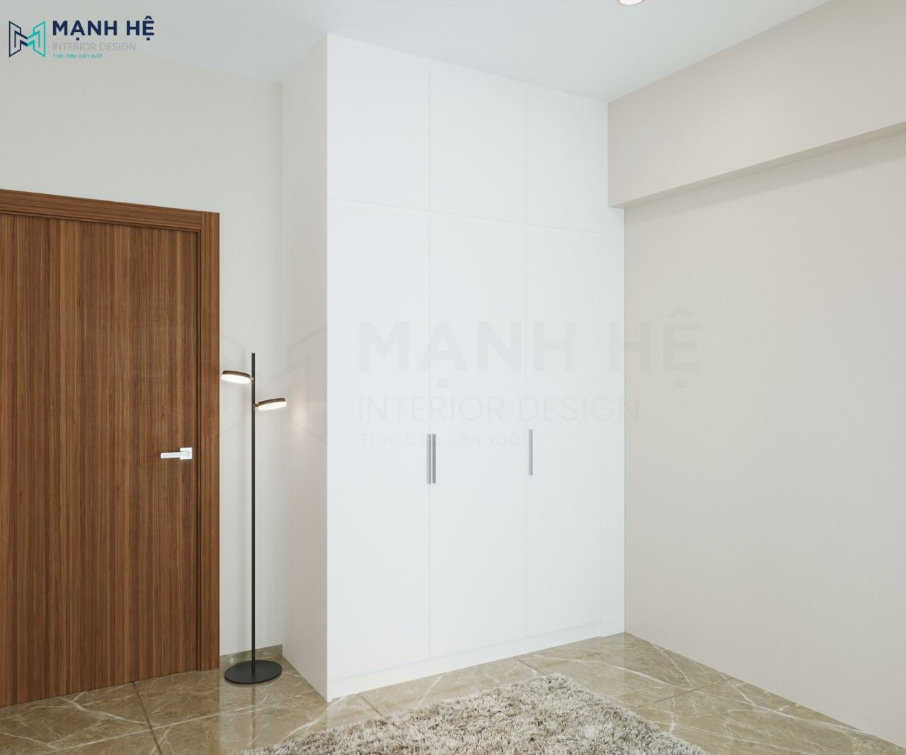 Hệ tủ quần áo cao đụng trần full trắng