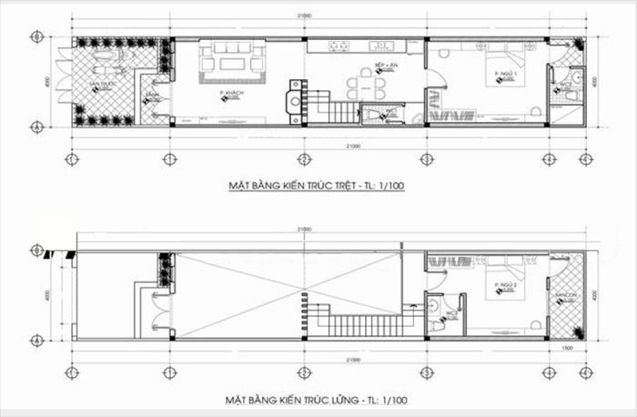 mặt bằng bố trí nhà ống