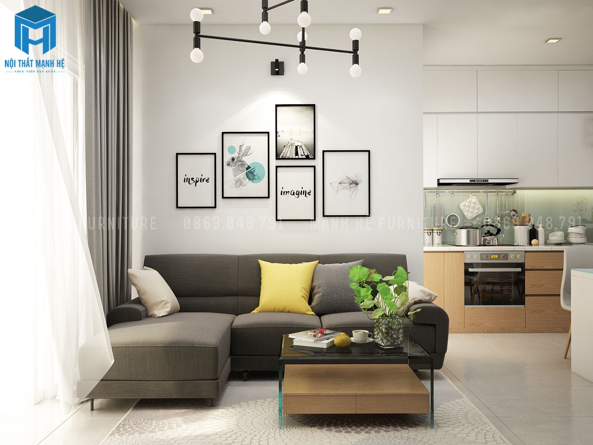 Thiết kế nội thất phòng khách chung cu 60m2