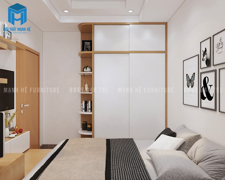 Thiết kế và thi công nội thất phòng ngủ nhỏ 10m2  - anh Hưng Tân Bình - Hồ Chí Minh