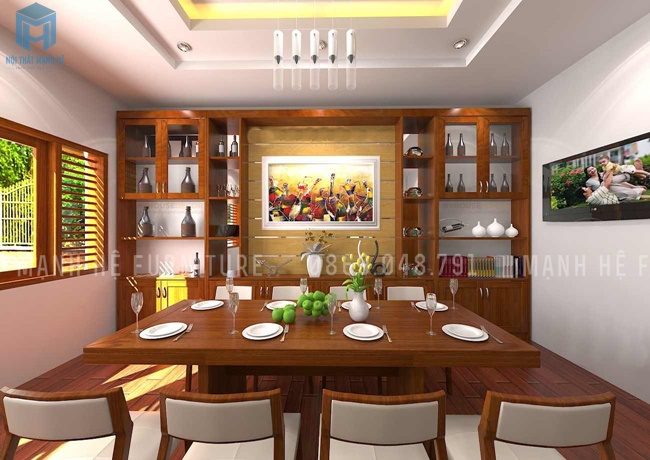 phòng ăn  gỗ xoan đào