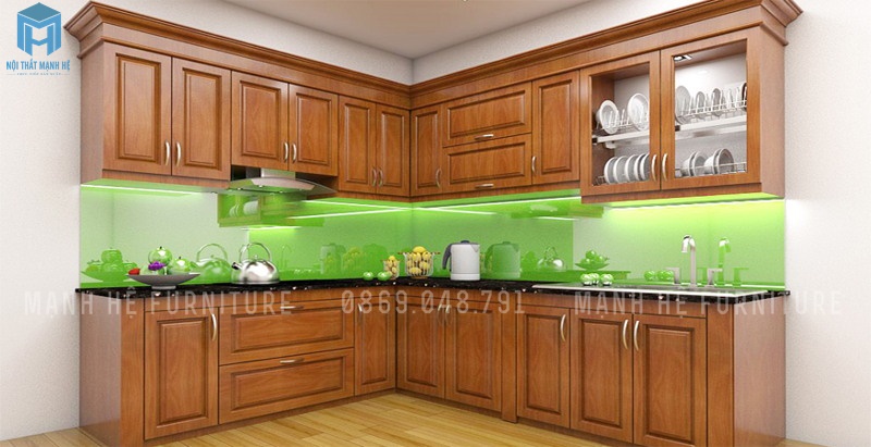 tủ bếp bằng gỗ xoan đào