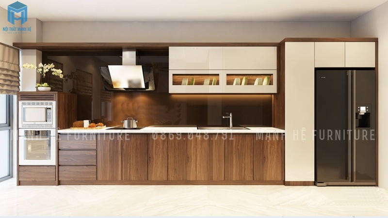 tủ bếp gỗ óc chó