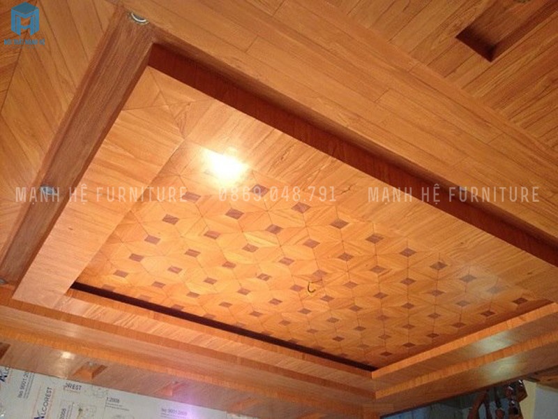 trần thạch cao sơn giả gỗ