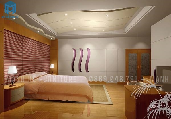 trần thạch cao uống lượn cho phòng ngủ master